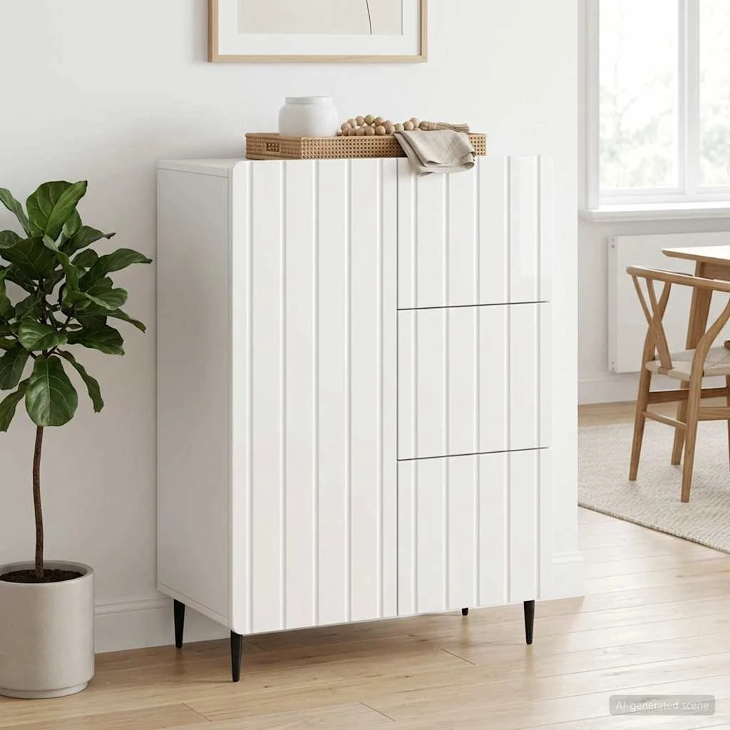 vidaXL Sideboard i hvid højglans, 66 x 34,5 x 91,5 cm