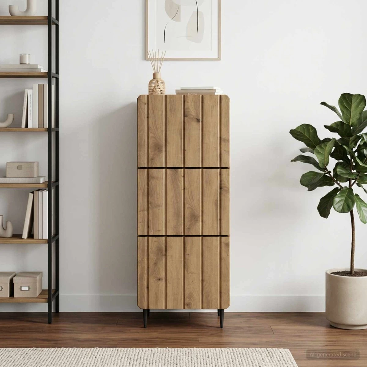 vidaXL Skuffeskab i Artisan-eg, 33 x 34,5 x 92 cm