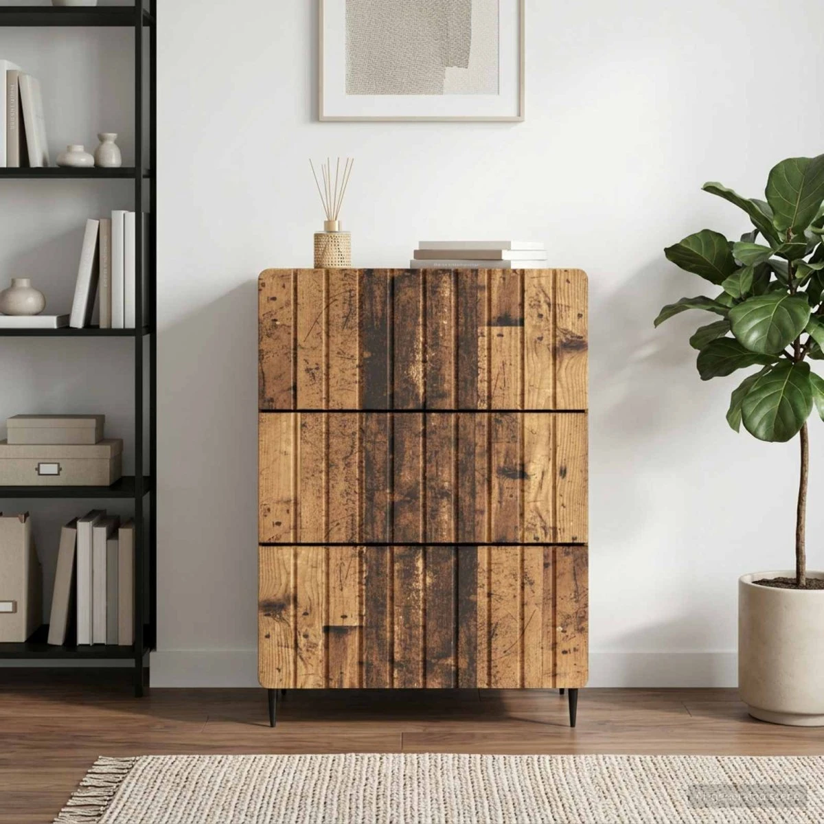 vidaXL Skuffeskab i gammelt træ, 66 x 34,5 x 92 cm