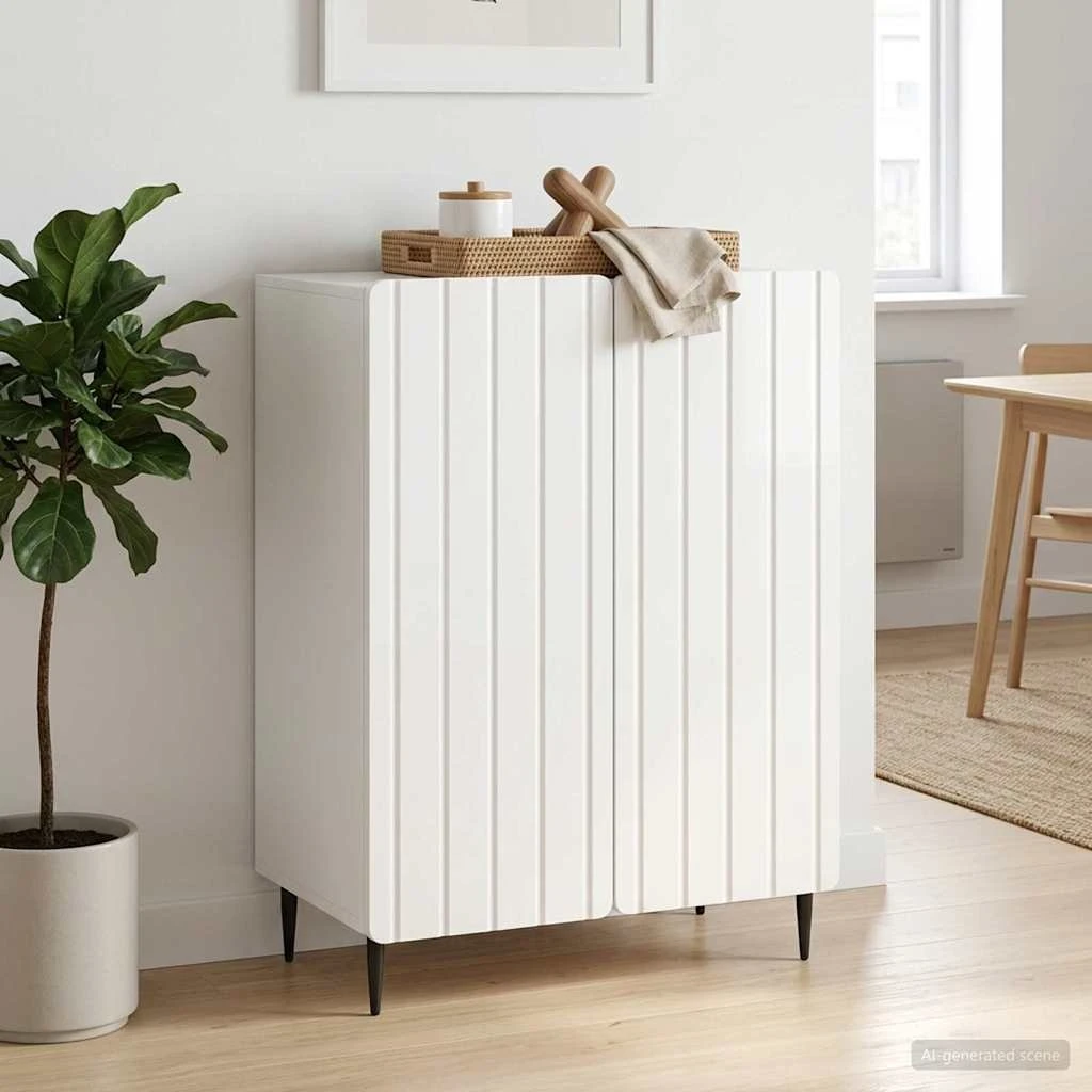 vidaXL Sideboard Hvid Højglans 66 x 34,5 x 92 cm