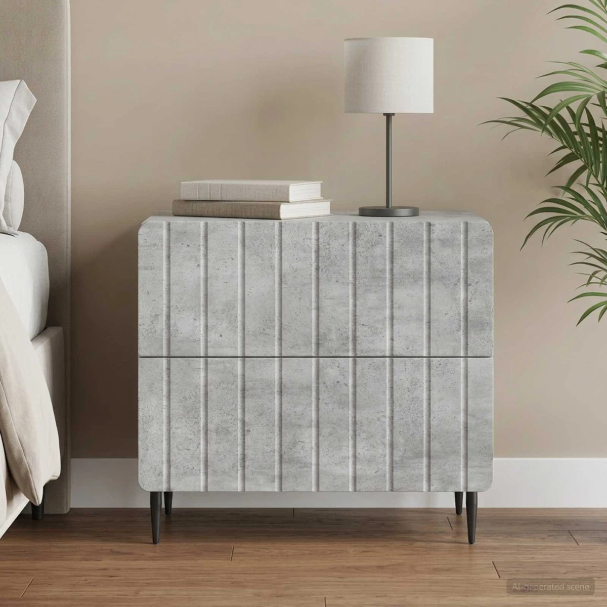 vidaXL Natskab Betongrå 62 x 34,5 x 49,5 cm Konstrueret træ