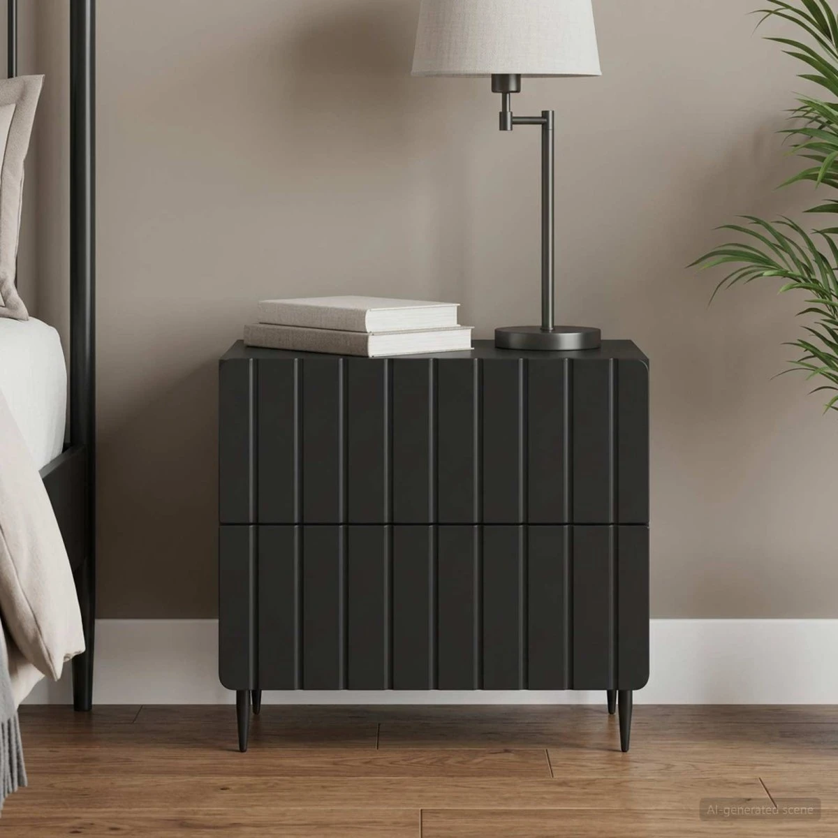 vidaXL Natskab Sort 62 x 34,5 x 49,5 cm i konstrueret træ
