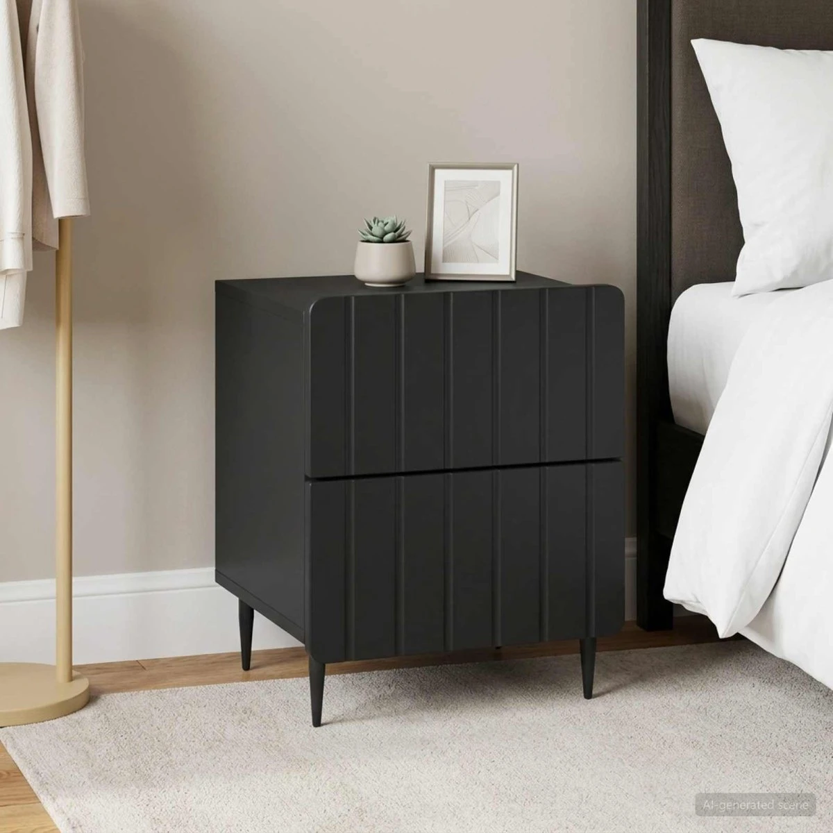 vidaXL Natskab 2 stk. Sort 43 x 34,5 x 49,5 cm