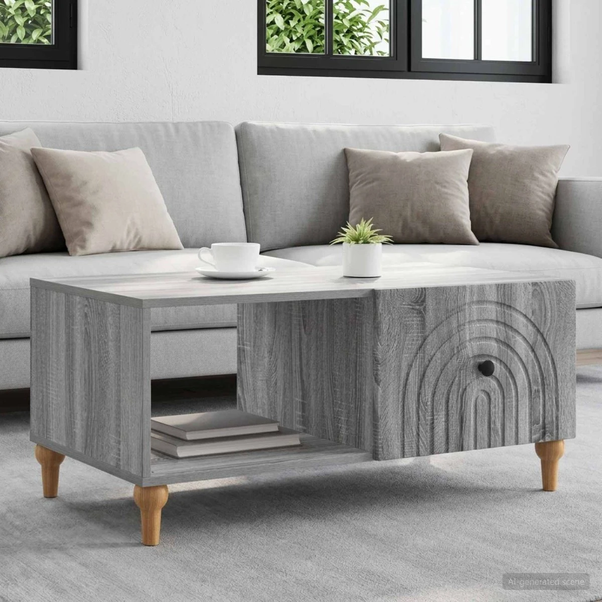 vidaXL Sofabord Grå Sonoma-eg 90 x 50 x 40 cm