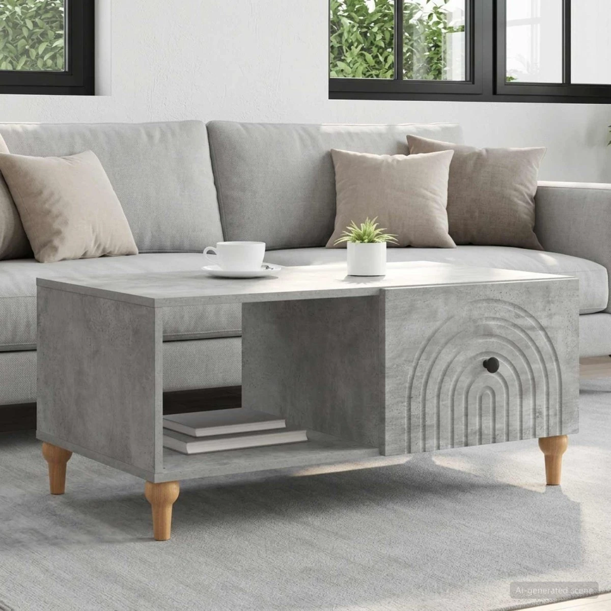 vidaXL Sofabord Betongrå 90 x 50 x 40 cm i Konstrueret Træ