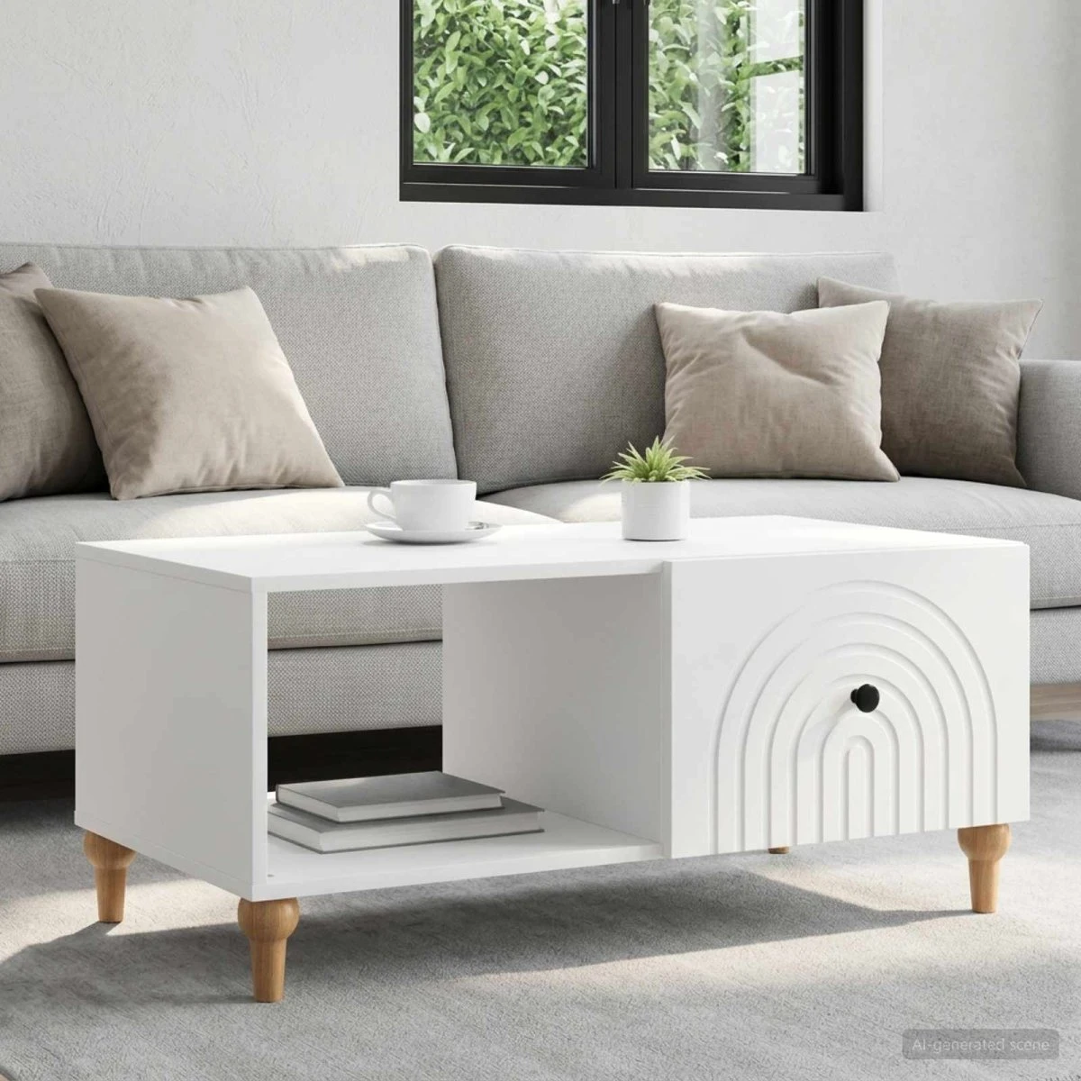 vidaXL Sofabord Hvid 90 x 50 x 40 cm i Konstrueret Træ