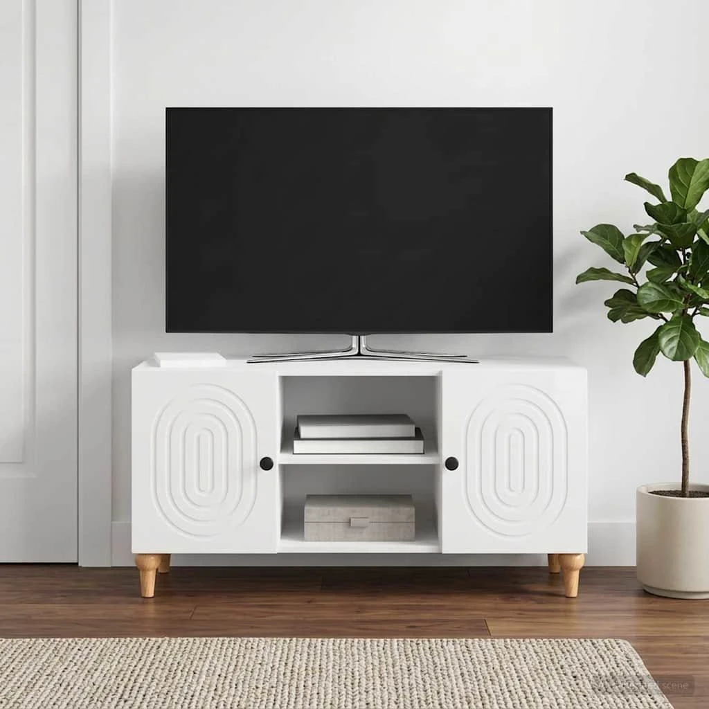 vidaXL TV-skab i hvid højglans, 102 x 34,5 x 50 cm
