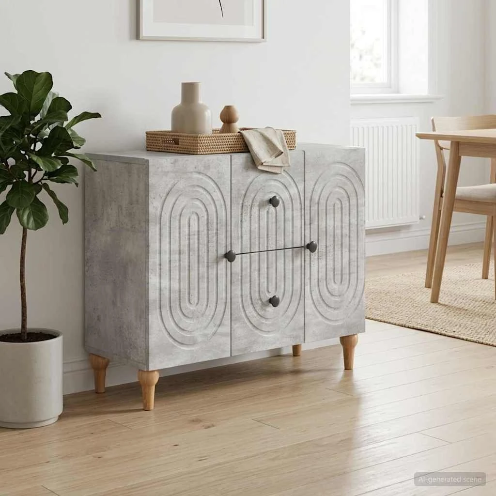 vidaXL TV-skab Betongrå 89 x 34,5 x 60 cm med skuffer og døre