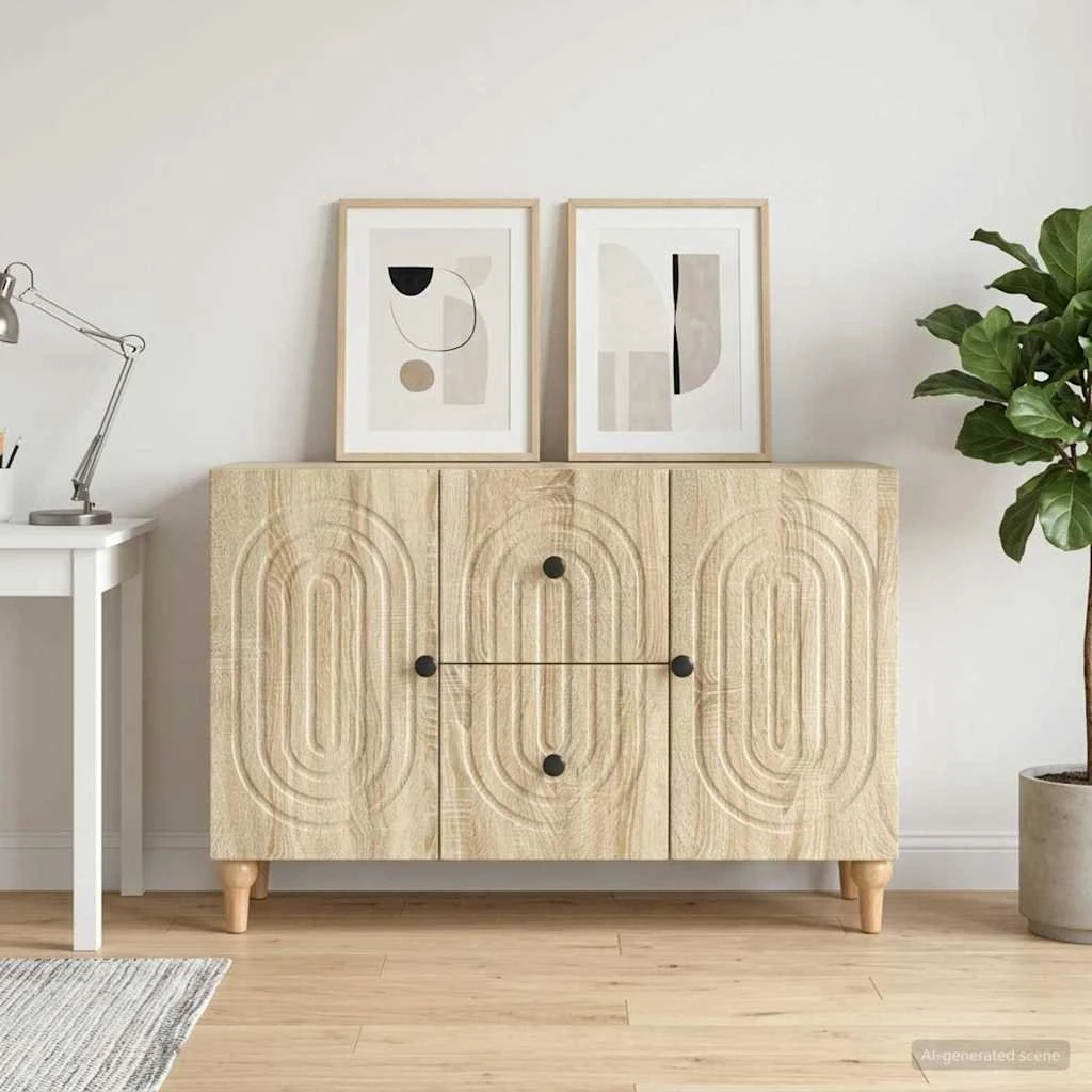vidaXL TV-skab Sonoma-eg med skuffer, 89 x 34,5 x 60 cm