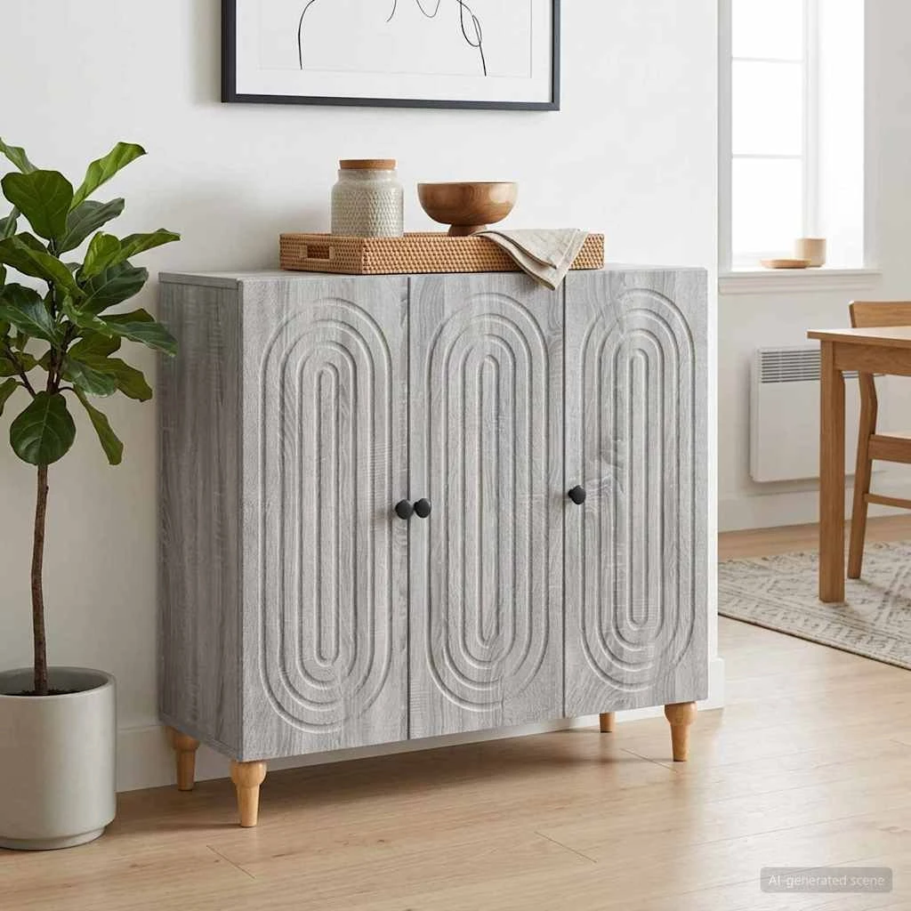 vidaXL Sideboard Grå Sonoma-eg 89 x 34,5 x 80 cm