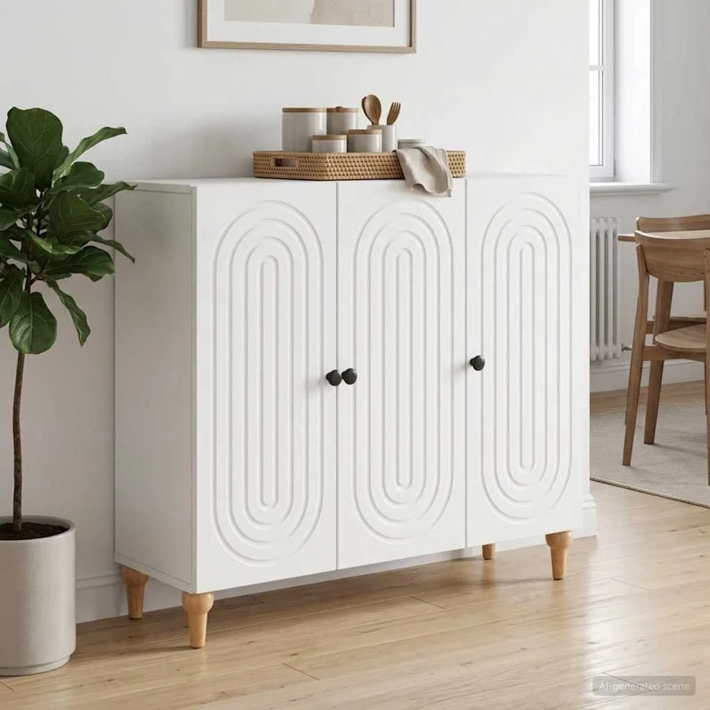 vidaXL Sideboard Hvid 89 x 34,5 x 80 cm i konstrueret træ