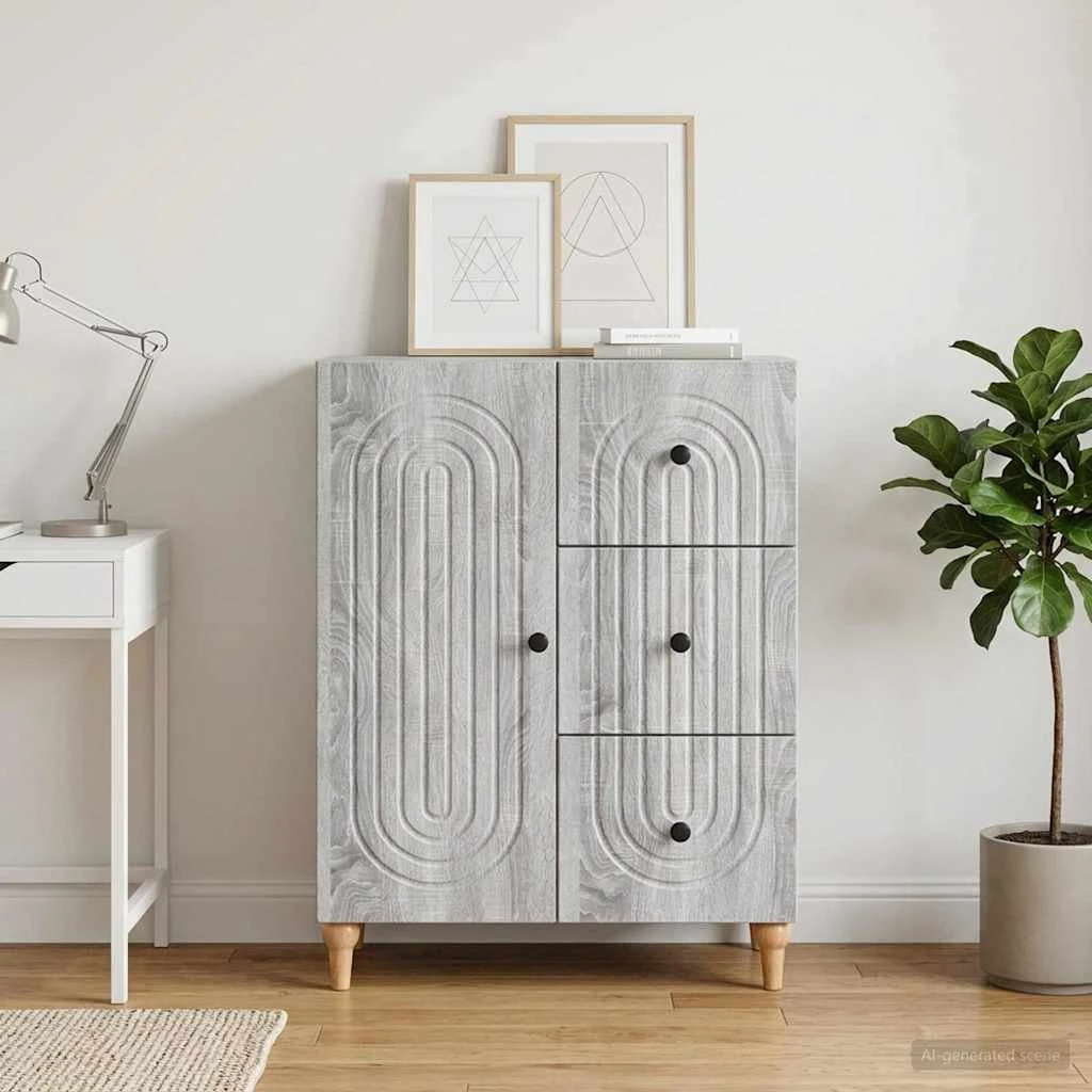 vidaXL Sideboard Grå Sonoma-eg, 66 x 34,5 x 90 cm