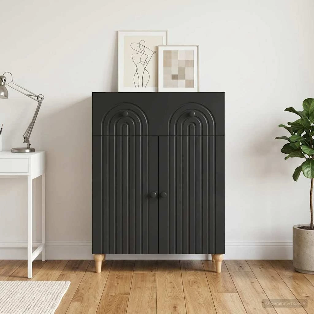 vidaXL Sideboard Sort 66 x 34,5 x 90 cm i konstrueret træ