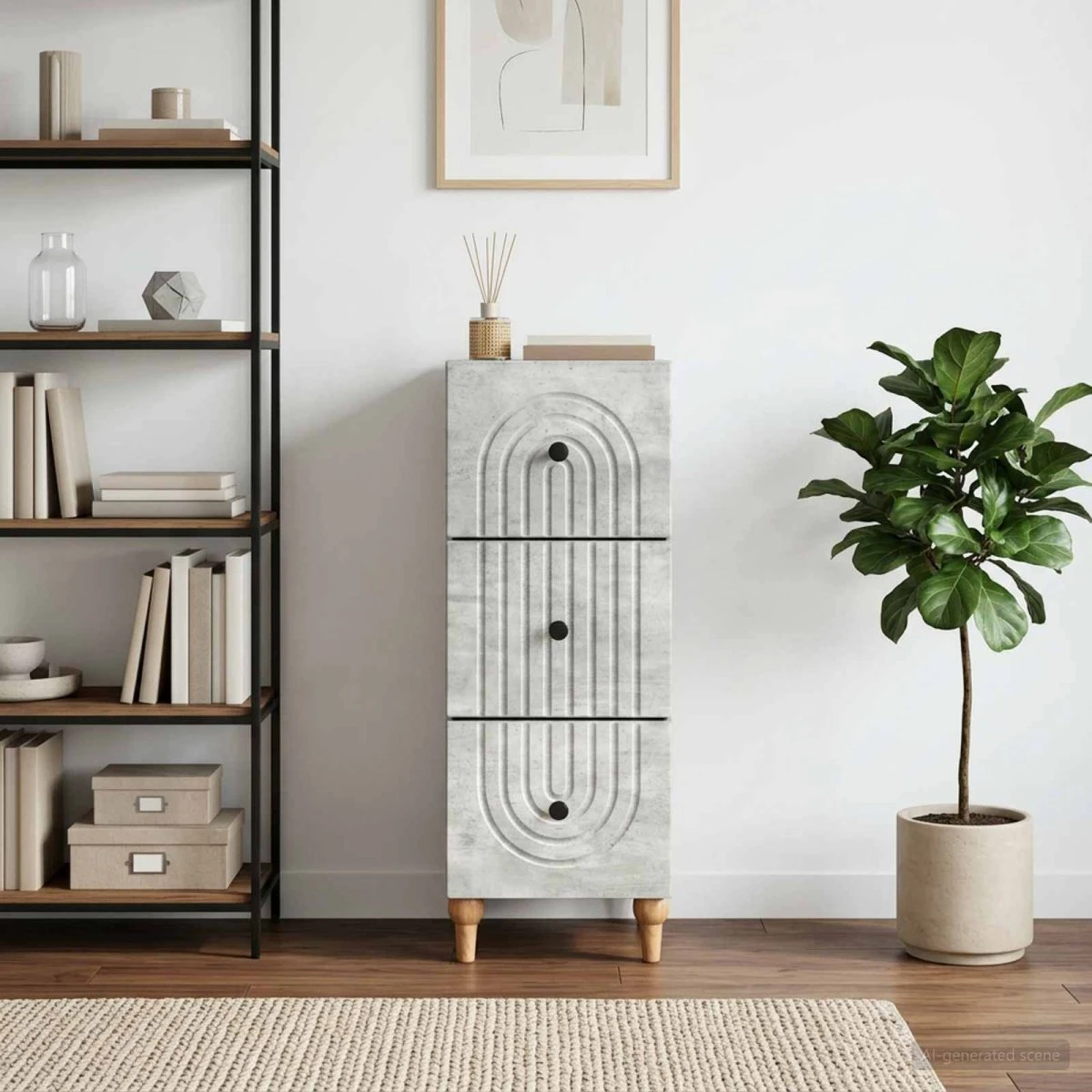 vidaXL Skuffeskab 33 x 34,5 x 90 cm Betongrå i Konstrueret Træ
