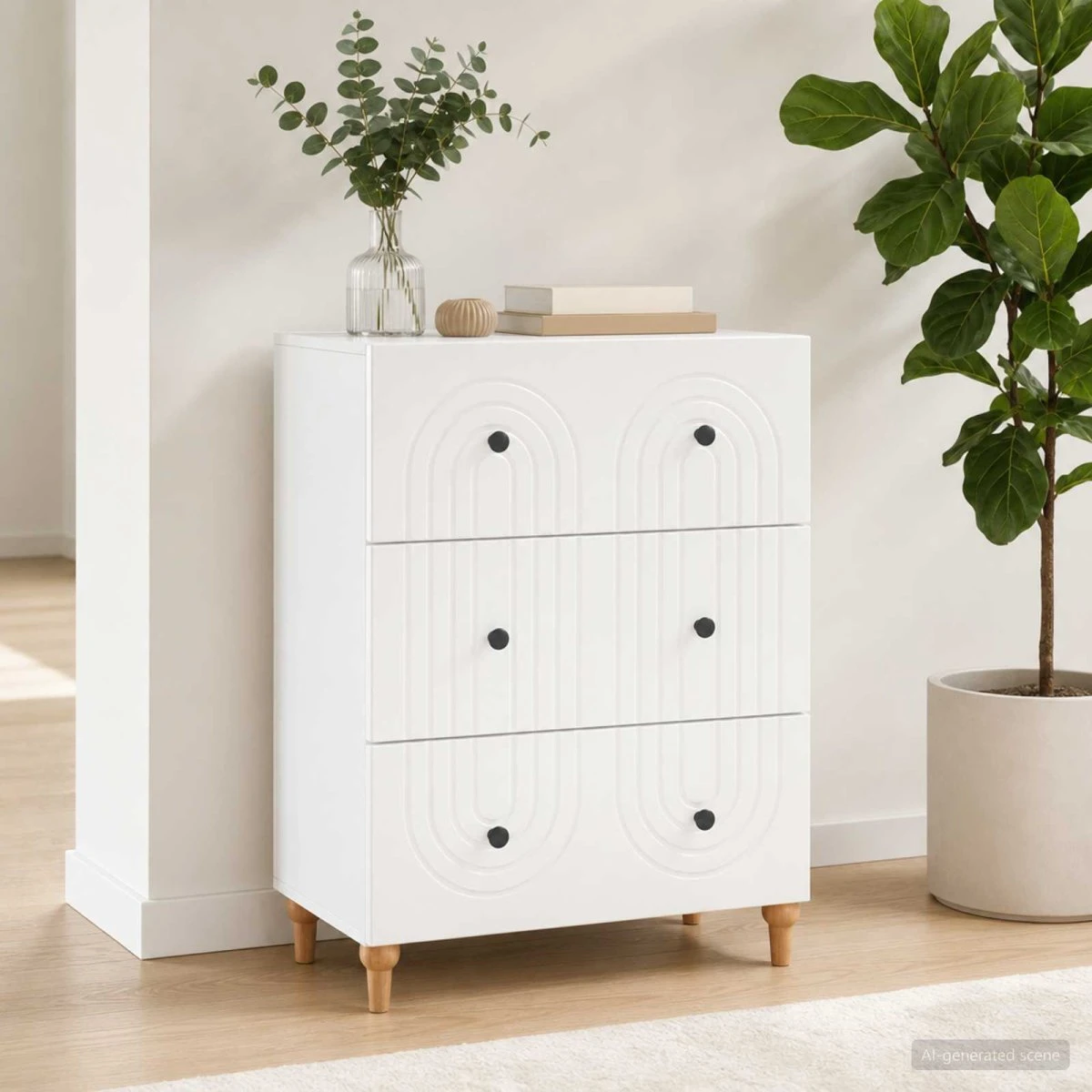 vidaXL Skuffeskab Hvid 66 x 34,5 x 90 cm i konstrueret træ