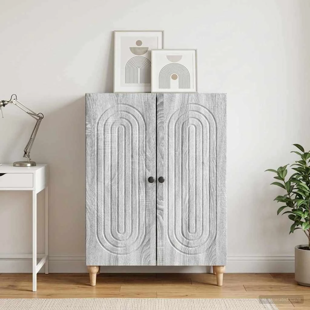 vidaXL Sideboard Grå Sonoma-eg, 66 x 34,5 x 90 cm