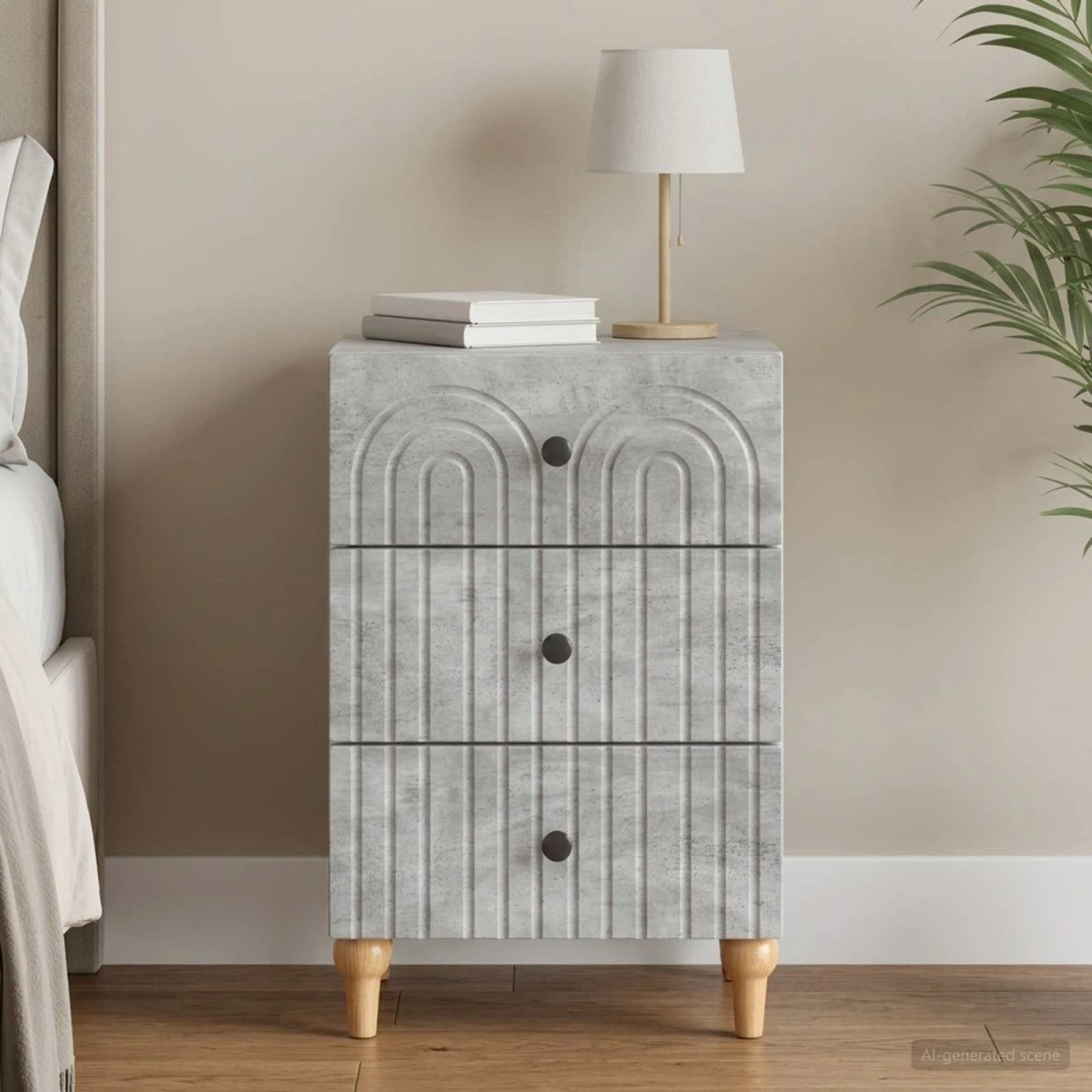 vidaXL Natskab Betongrå 43x41x66,5 cm med 3 skuffer
