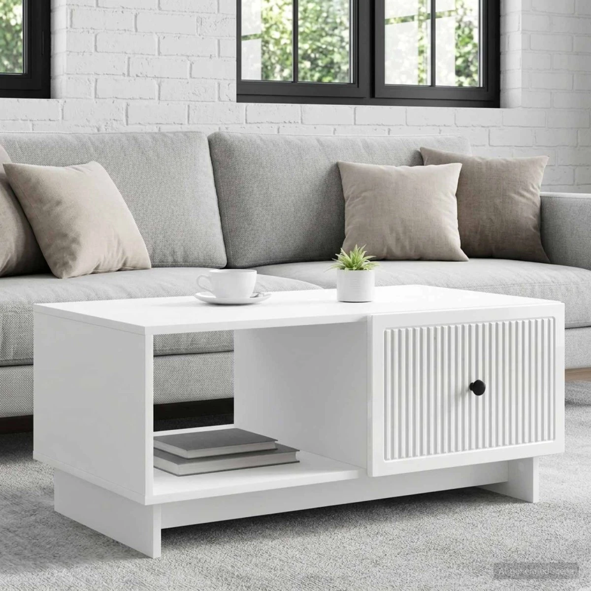 vidaXL Sofabord Hvid Højglans 90 x 50 x 40 cm
