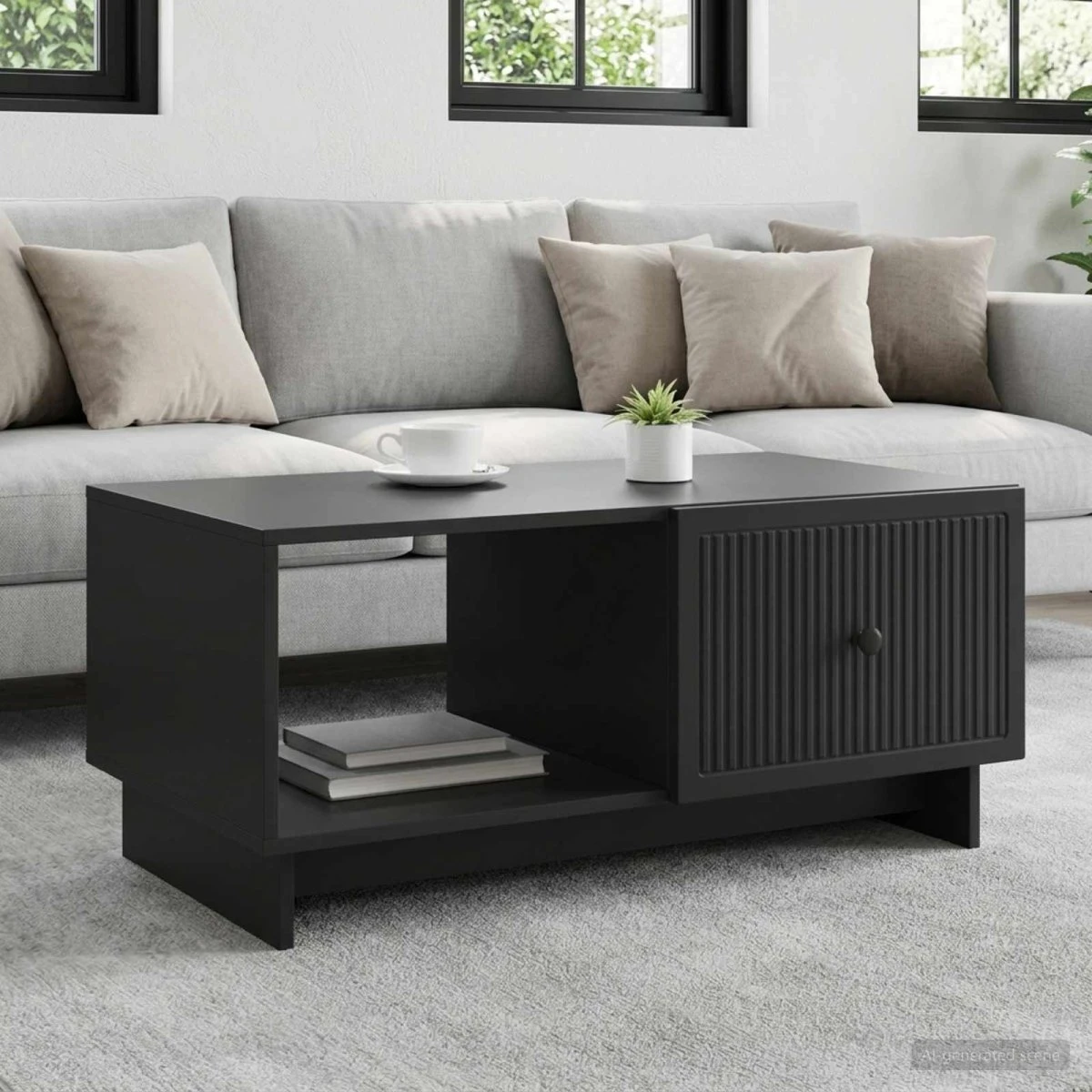 vidaXL Sofabord Sort 90 x 50 x 40 cm i konstrueret træ