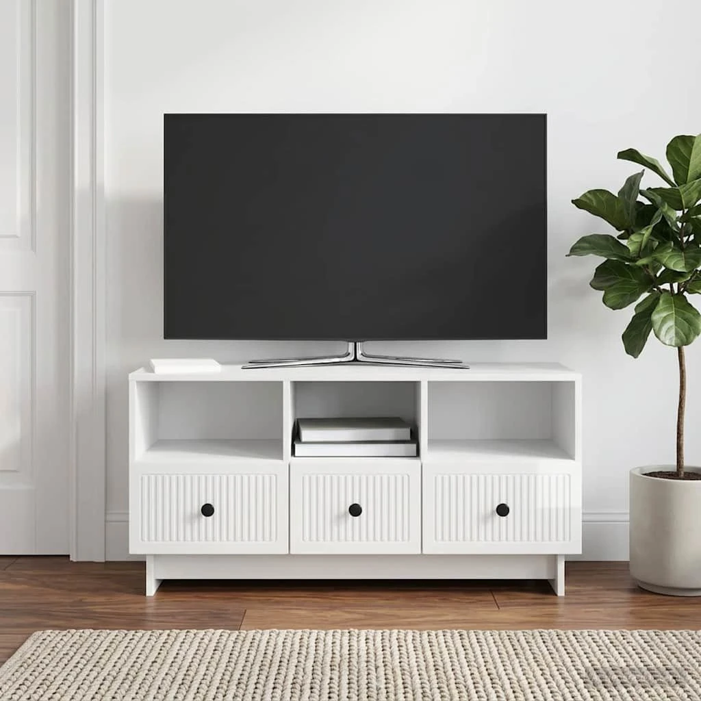vidaXL TV-skab i hvid højglans, 102 x 34,5 x 50 cm