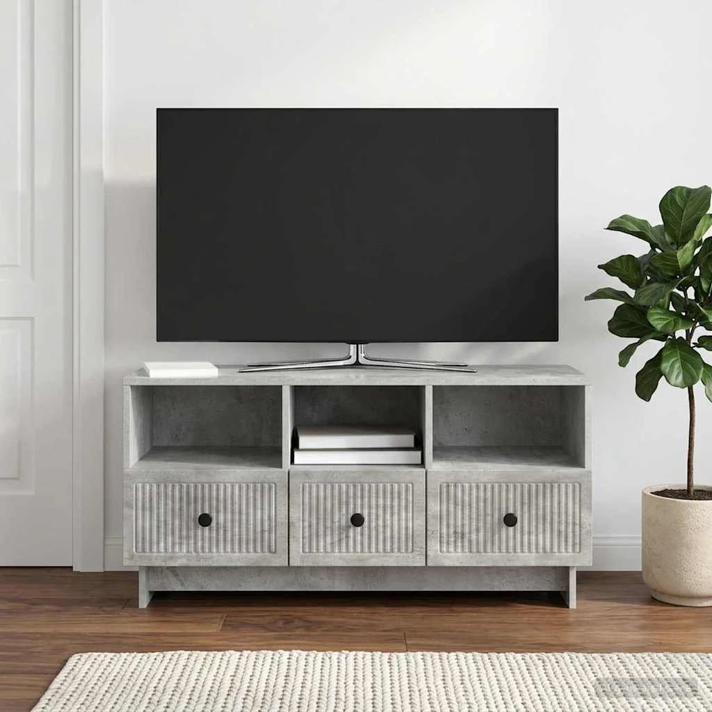 vidaXL TV-skab med 3 skuffer, Betongrå, 102 x 34,5 x 50 cm