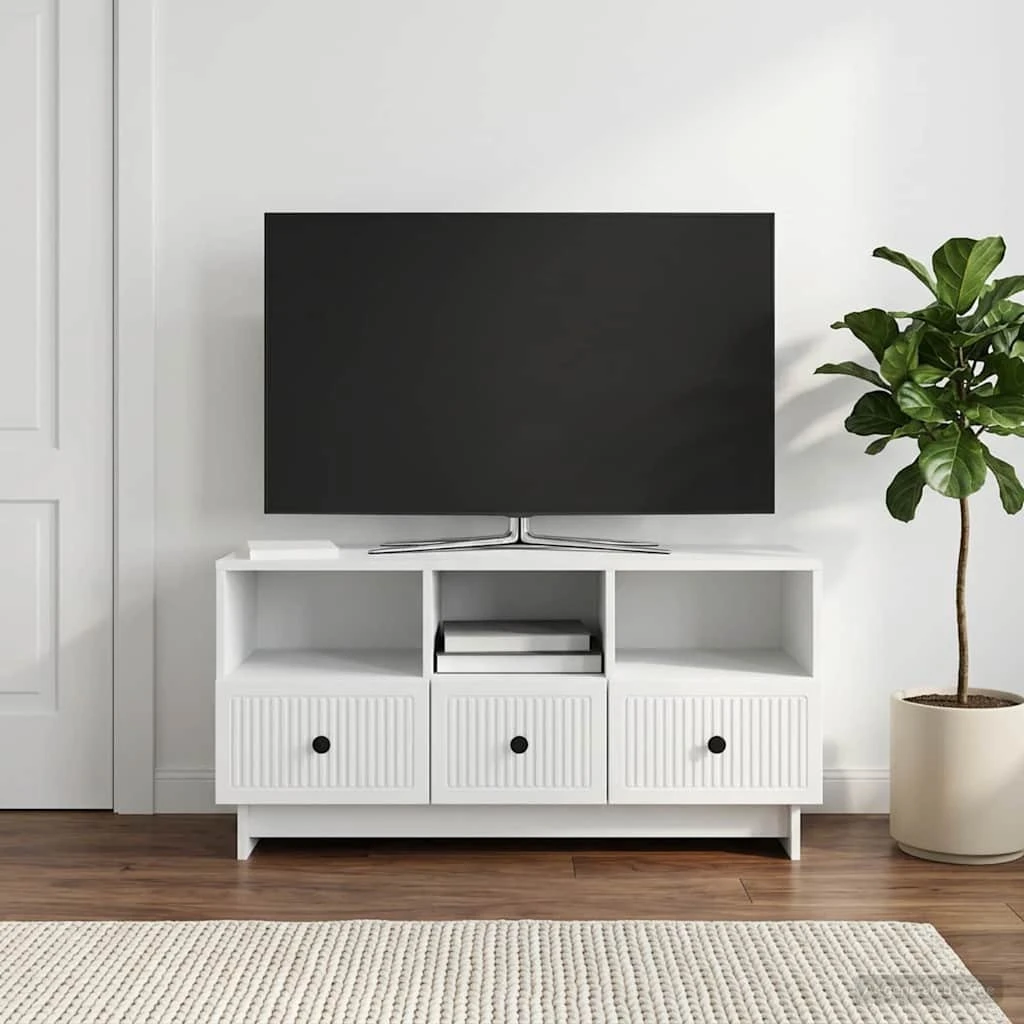 vidaXL TV-skab med 3 skuffer, hvid, 102 x 34,5 x 50 cm