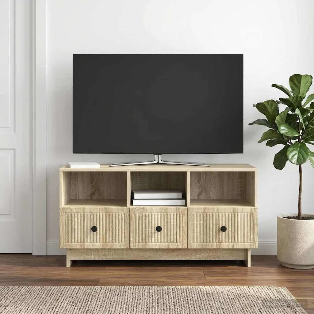 vidaXL TV-skab med 3 skuffer i Sonoma-eg, 102 x 34,5 x 50 cm