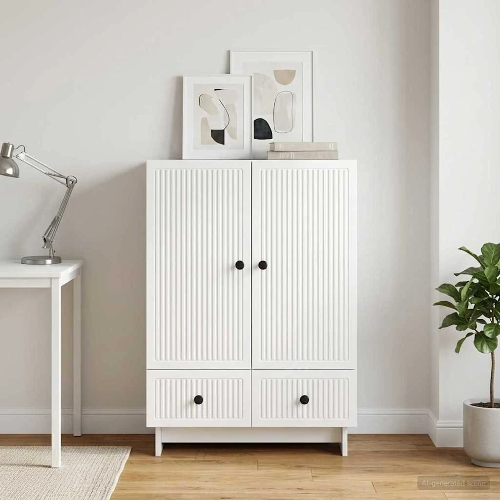 vidaXL Sideboard Højglans Hvid 66 x 34,5 x 95 cm
