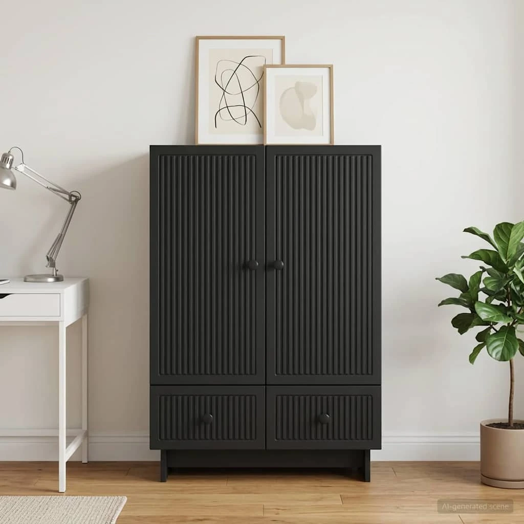vidaXL Sideboard Sort 66 x 34,5 x 95 cm i konstrueret træ