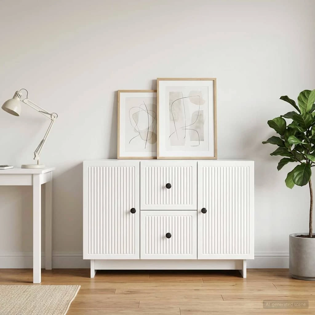 vidaXL Sideboard Hvid Højglans 89 x 34,5 x 60 cm