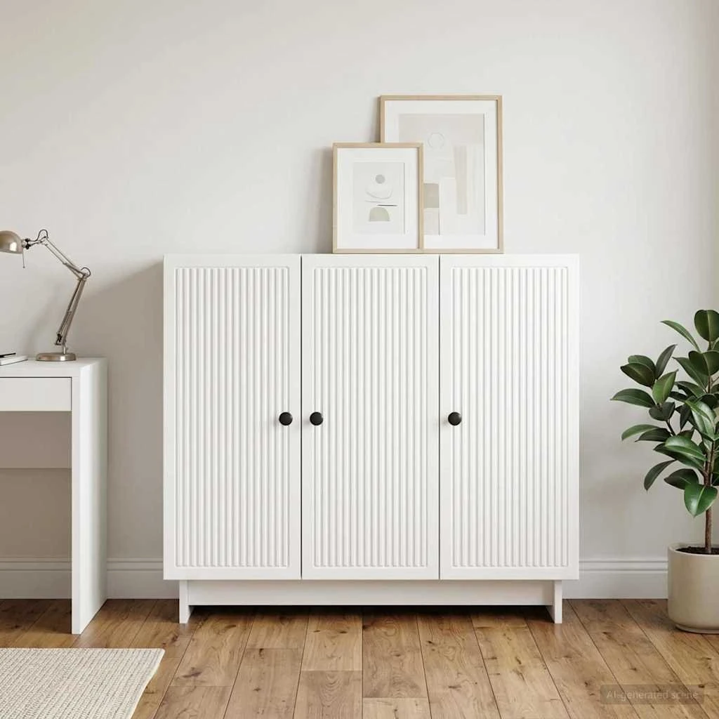 vidaXL Sideboard Hvid Højglans 89 x 34,5 x 80 cm