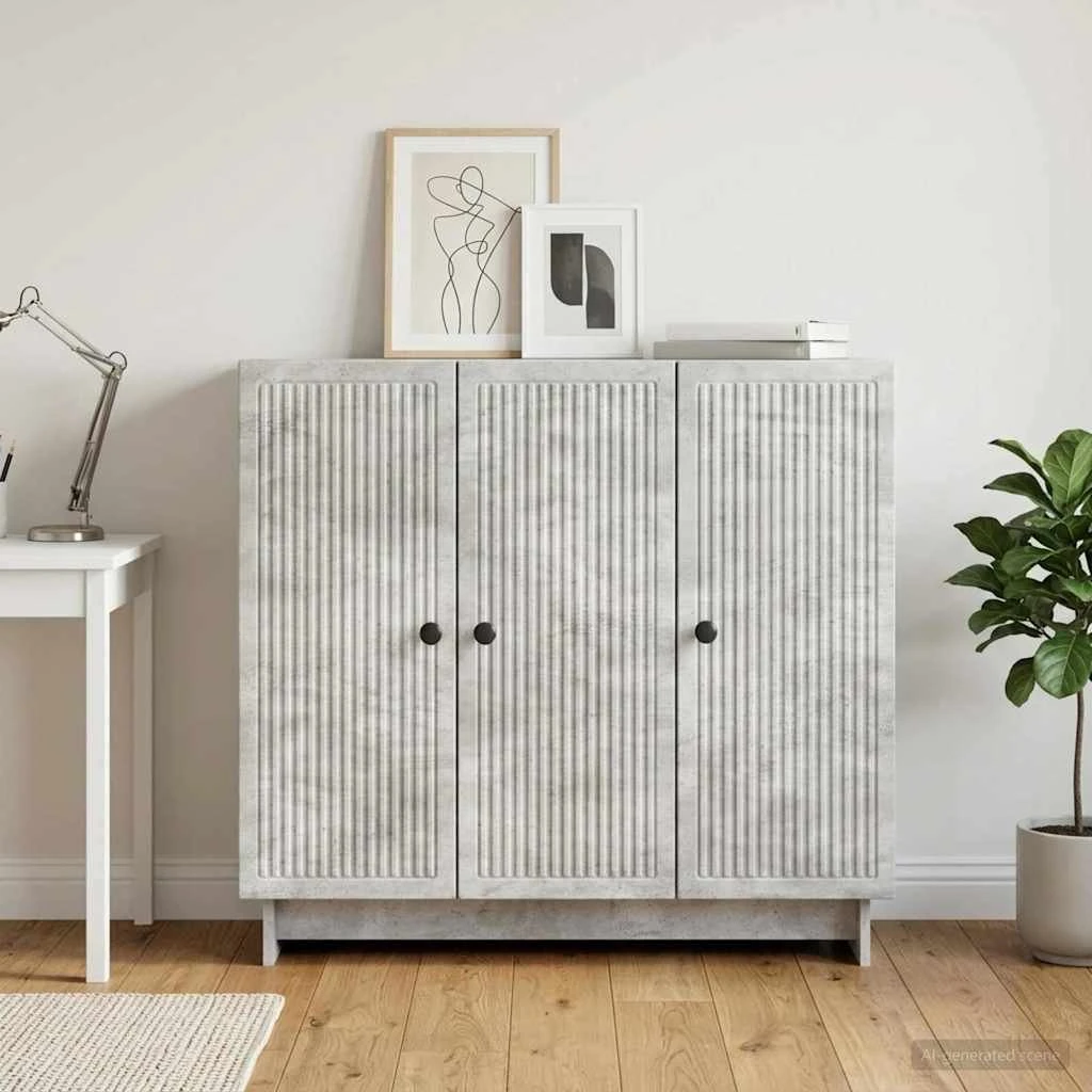 vidaXL Sideboard Betongrå 89 x 34,5 x 80 cm i konstrueret træ