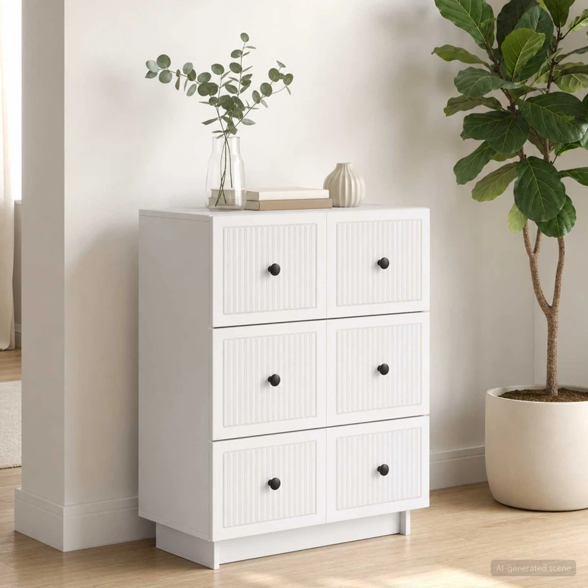 vidaXL Skuffeskab Hvid 66 x 34,5 x 90 cm i konstrueret træ