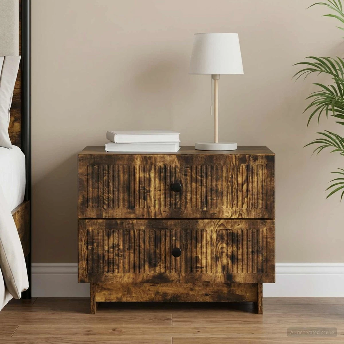vidaXL Natskab Røget Eg 62 x 34,5 x 47,5 cm med 2 skuffer
