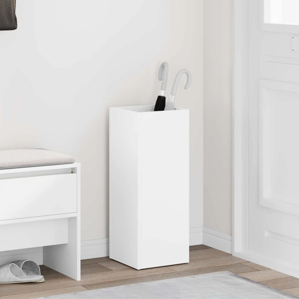 vidaXL Paraplystativ Hvid 25 x 24,5 x 64 cm i Konstrueret Træ