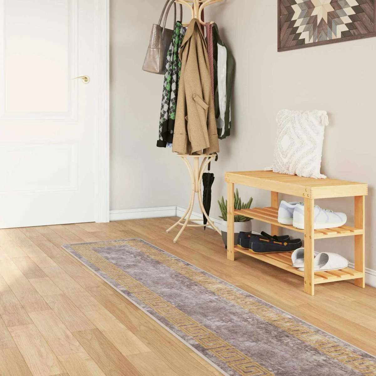 vidaXL Tæppeløber MARSA Grå og Guld 50 x 300 cm