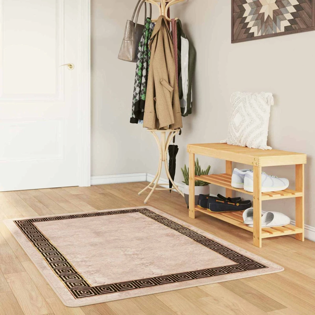 vidaXL MARSA Løbertæppe Beige/Sort 100 x 200 cm