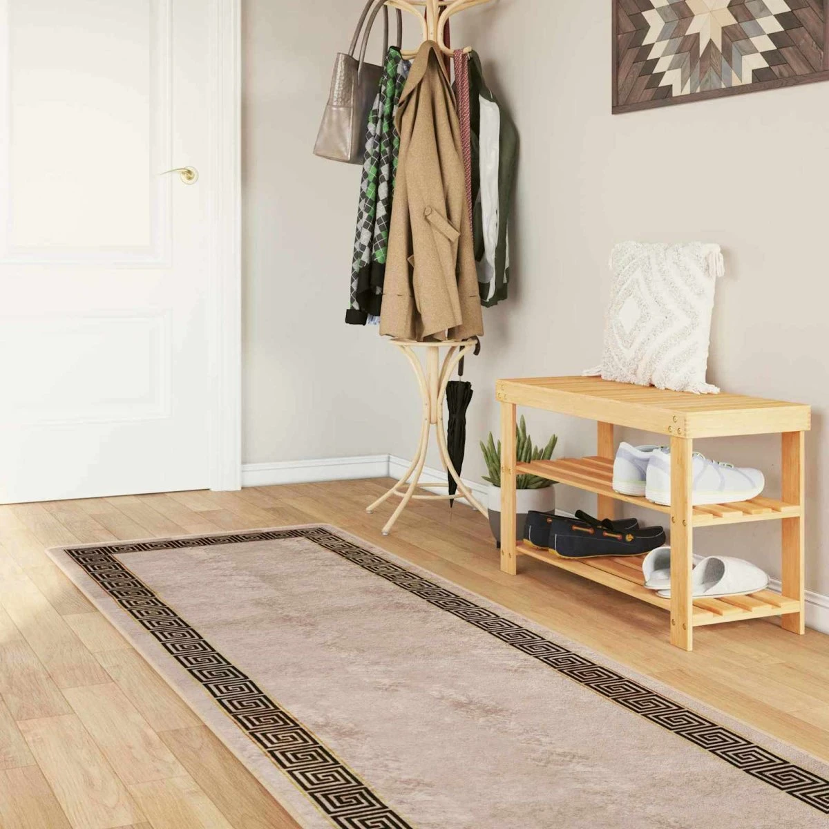 vidaXL MARSA Løbertæppe Beige/Sort 80 x 450 cm