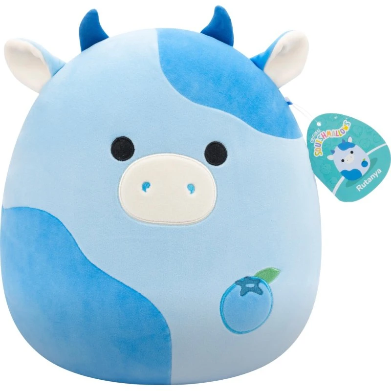 Squishmallows Rutanya Blåbærko 30 cm - Blød tøjdyr bamse