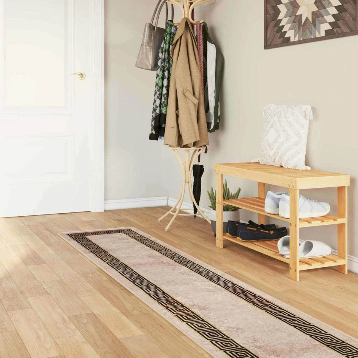 vidaXL Tæppe Runner MARSA Beige og sort 50 x 450 cm