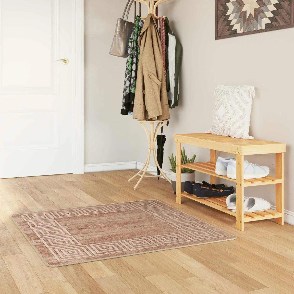 vidaXL MARSA Tæppe Beige og Guld 100 x 100 cm