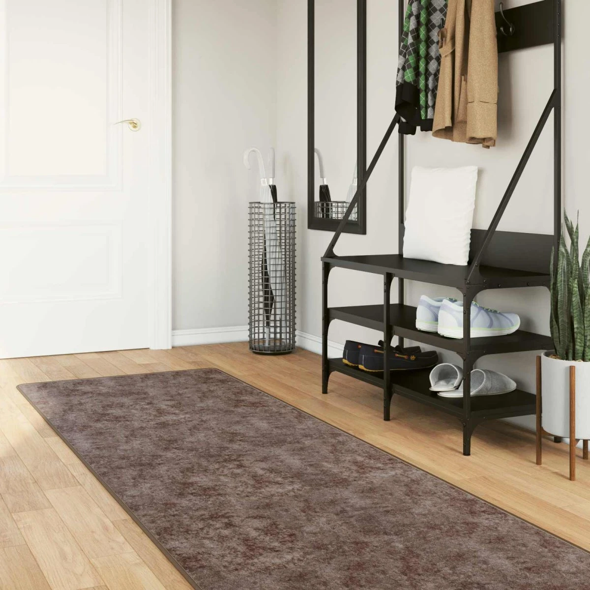 vidaXL Tæppe Runner MARSA Grå 100 x 400 cm Polyester/PVC