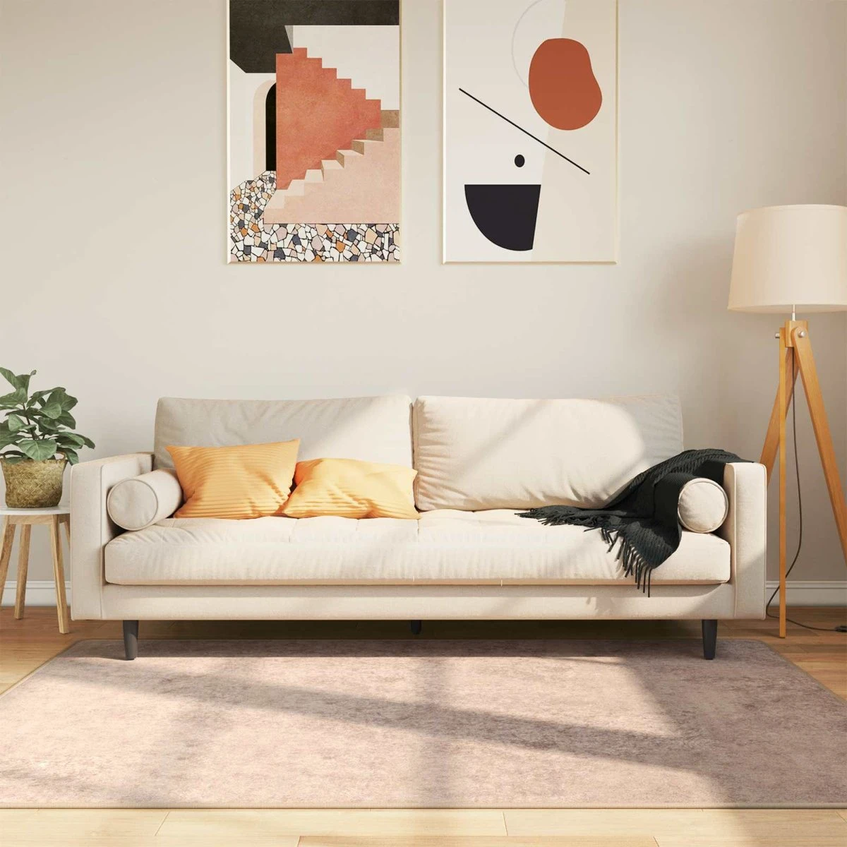 vidaXL Tæppe Runner MARSA Sandfarvet 120 x 170 cm