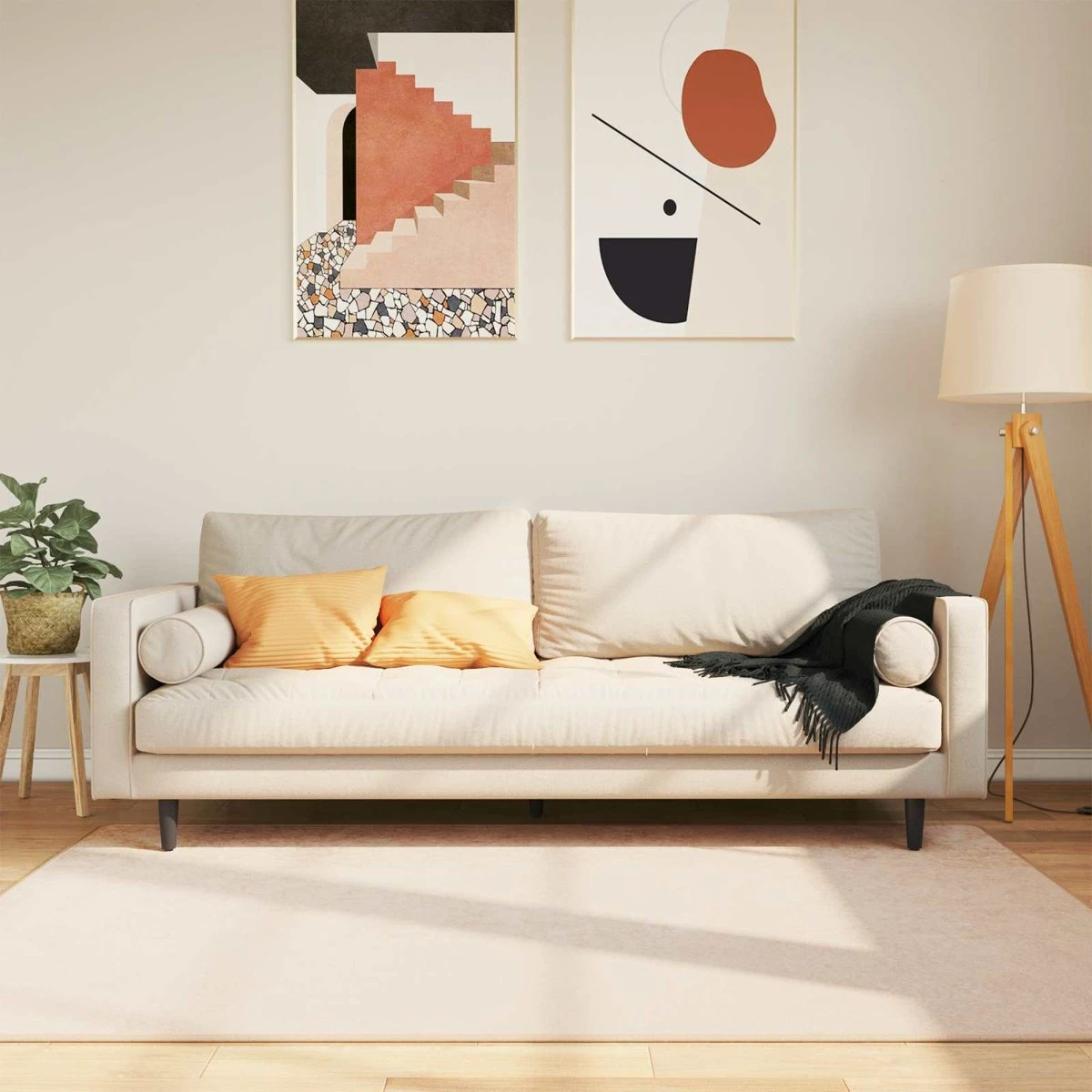 vidaXL Tæppe Runner MARSA Cremefarvet 120 x 170 cm