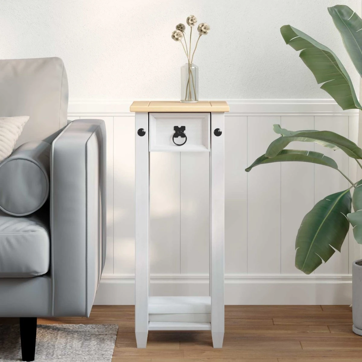 vidaXL Planteholder Hvid 30 x 30 x 73 cm i massivt fyrretræ