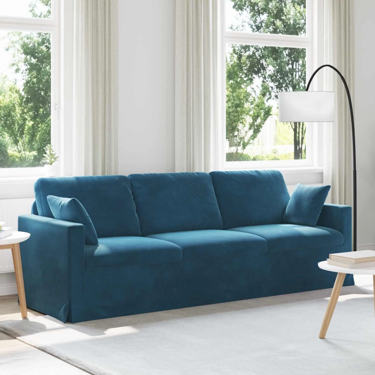 vidaXL Sofa Blå Fløjl 228 x 78 x 80 cm