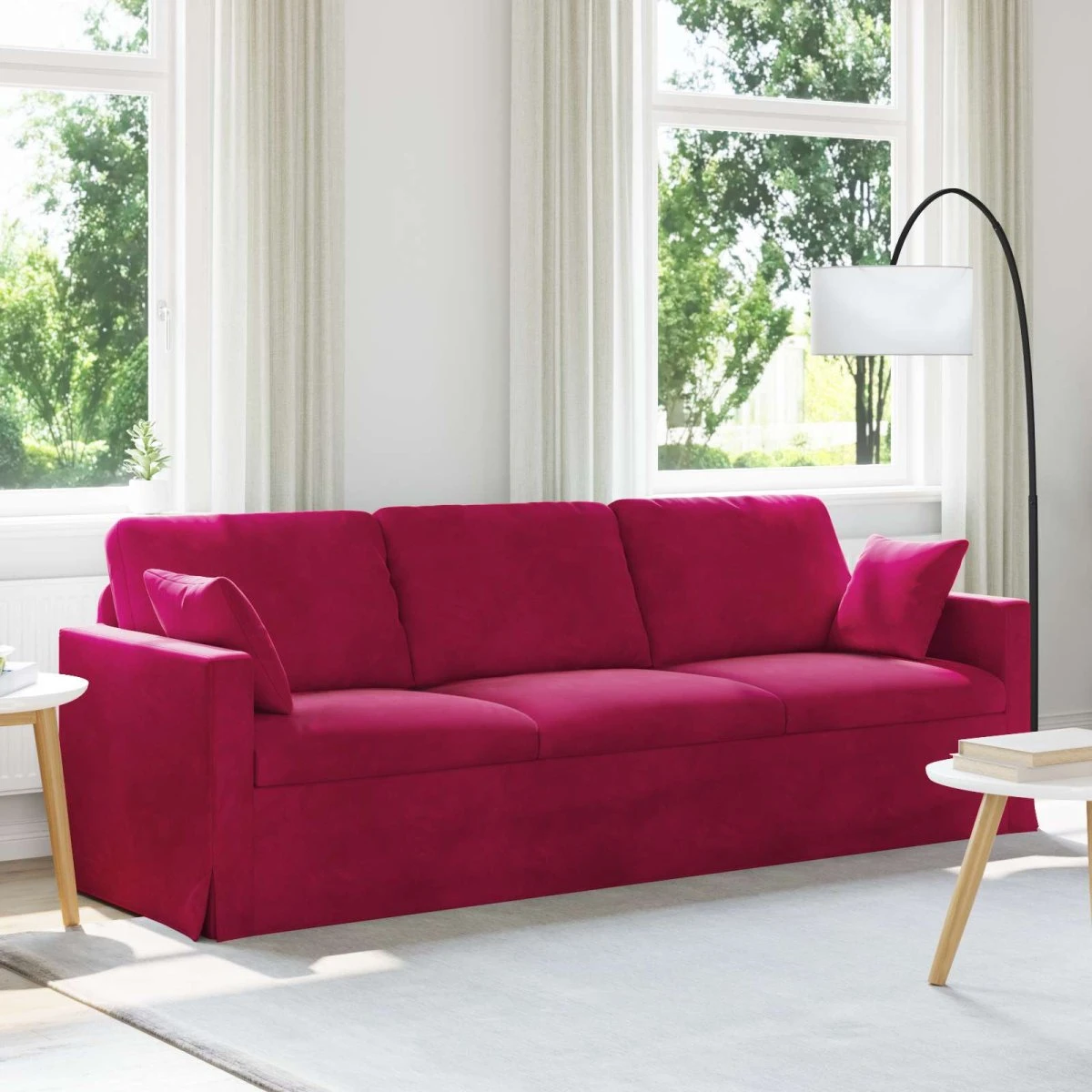 vidaXL Sofa Vinrød Fløjl 228 x 78 x 80 cm