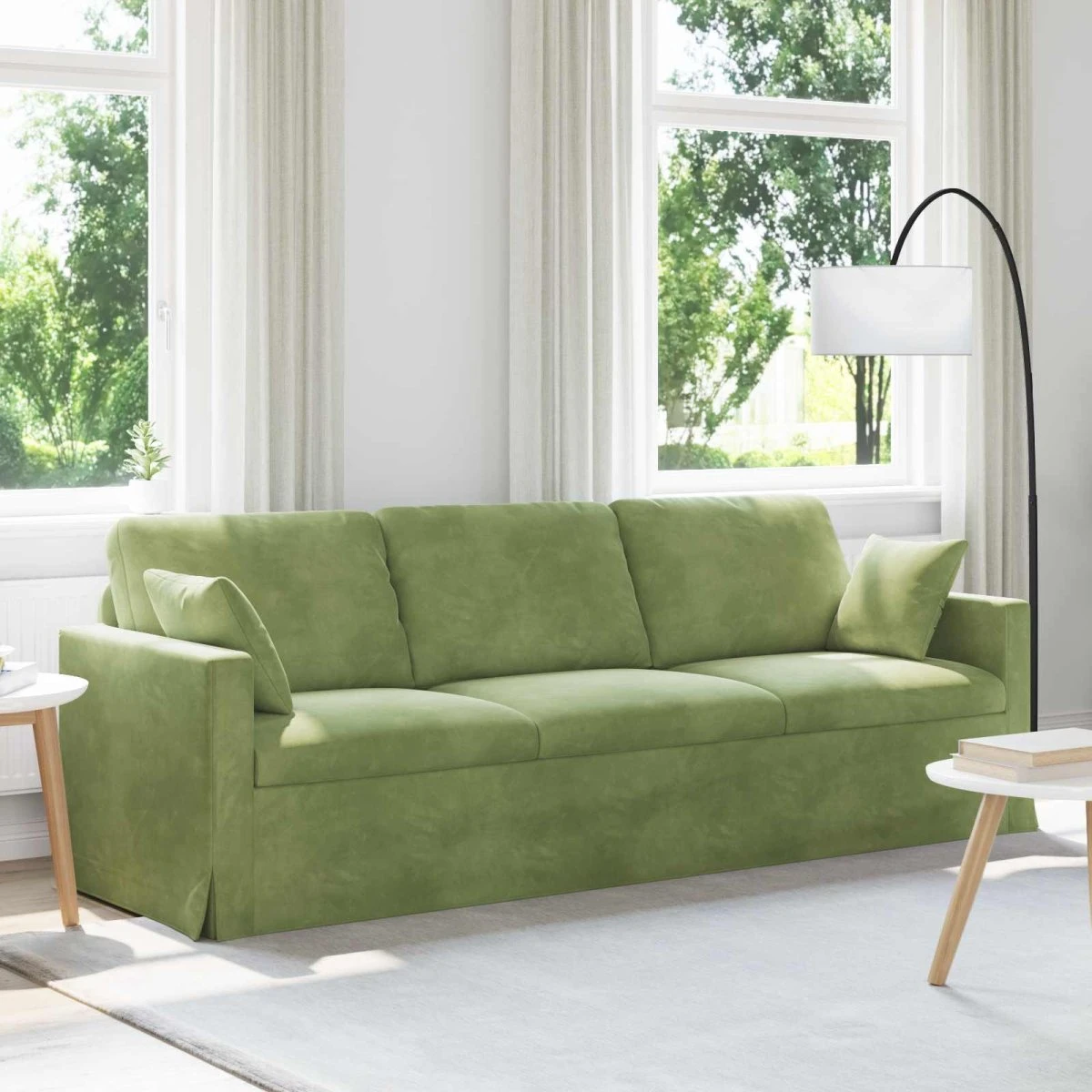 vidaXL Sofa Lys Grøn Fløjl 228 x 78 x 80 cm