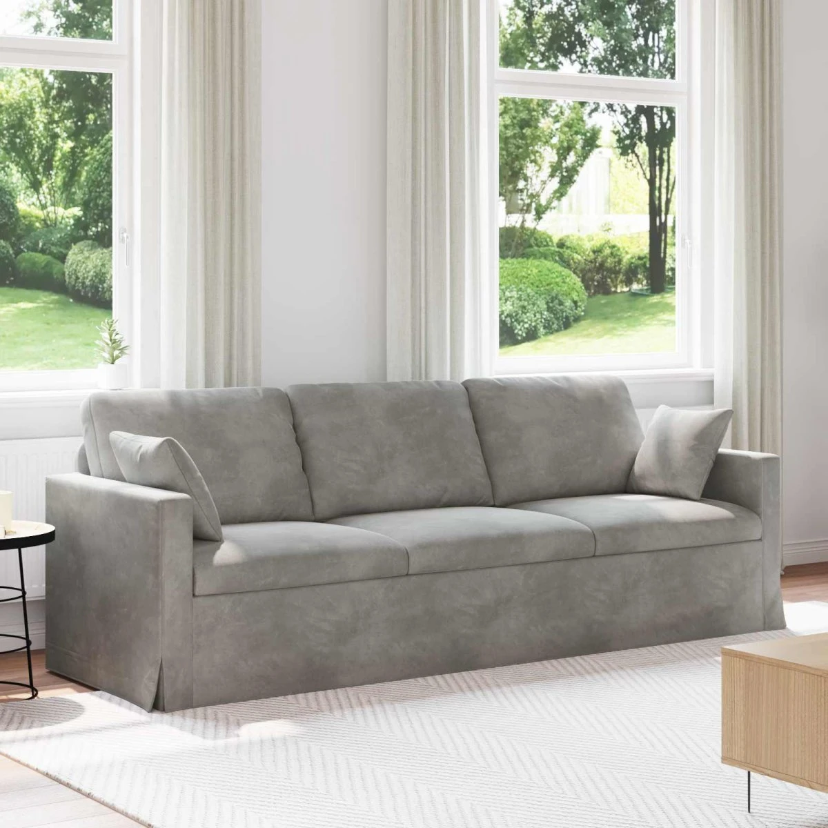 vidaXL Sofa i Fløjl Lysegrå 228 x 78 x 80 cm