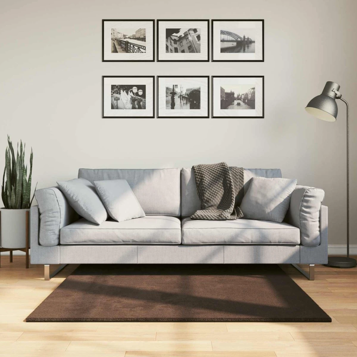 vidaXL HUARTE Tæppe, Brun, 120 x 120 cm